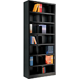 Interion® All Steel Bookcase 36 W x 12 D x 84 H Black 7 Openings