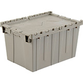 Global Industrial™ Plastic Shipping/Storage Tote w/ Attached Lid, 21-7/8x15-1/4x12-7/8, Gray