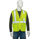Global Industrial Class 2 Hi-Vis Safety Vest, 2 Reflective Strips, Polyester Mesh, Lime, Size L