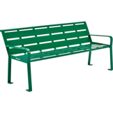 Global Industrial™ 6' Horizontal Steel Slat Outdoor Park Bench with Back, Green