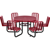 Global Industrial™ 46 Round Carousel Picnic Table With 6 Seats, Expanded Metal, Red