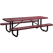 Global Industrial™ 8'Rectangular Picnic Table, Expanded Metal, Red