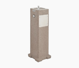 Outdoor pedestal drinking fountain with beige finish