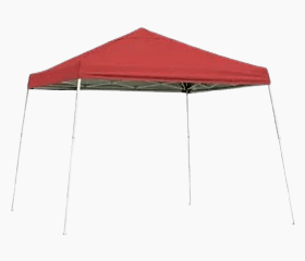 Red pop-up canopy tent with metal frame