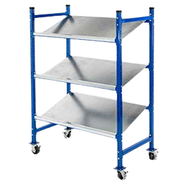Bolted Mobile Gravity Flow Racks with Steel Shelves